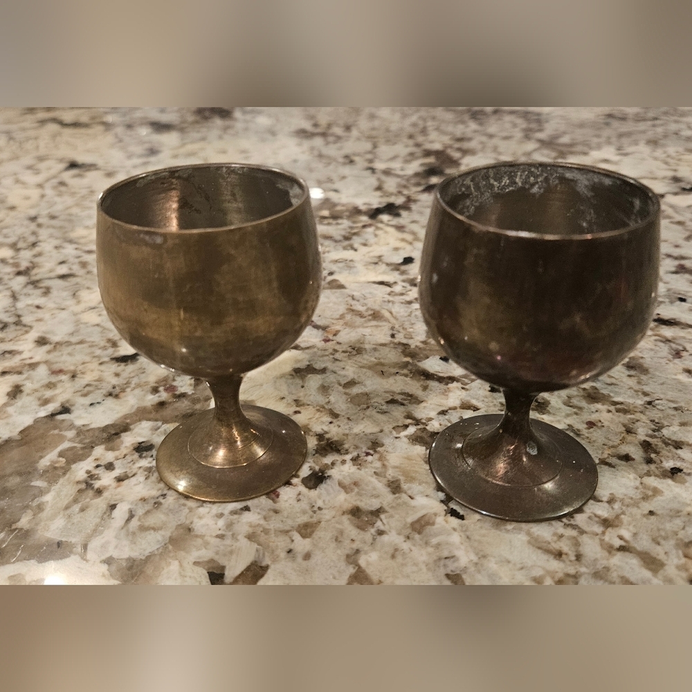 2 Brass Small Wine Goblets